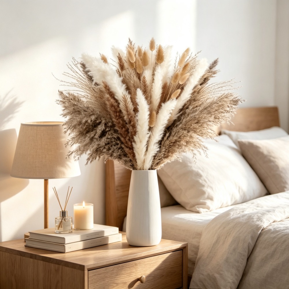 Dried Flowers Brown White Pamp - đánh giá và giá Pampas Grass Decor